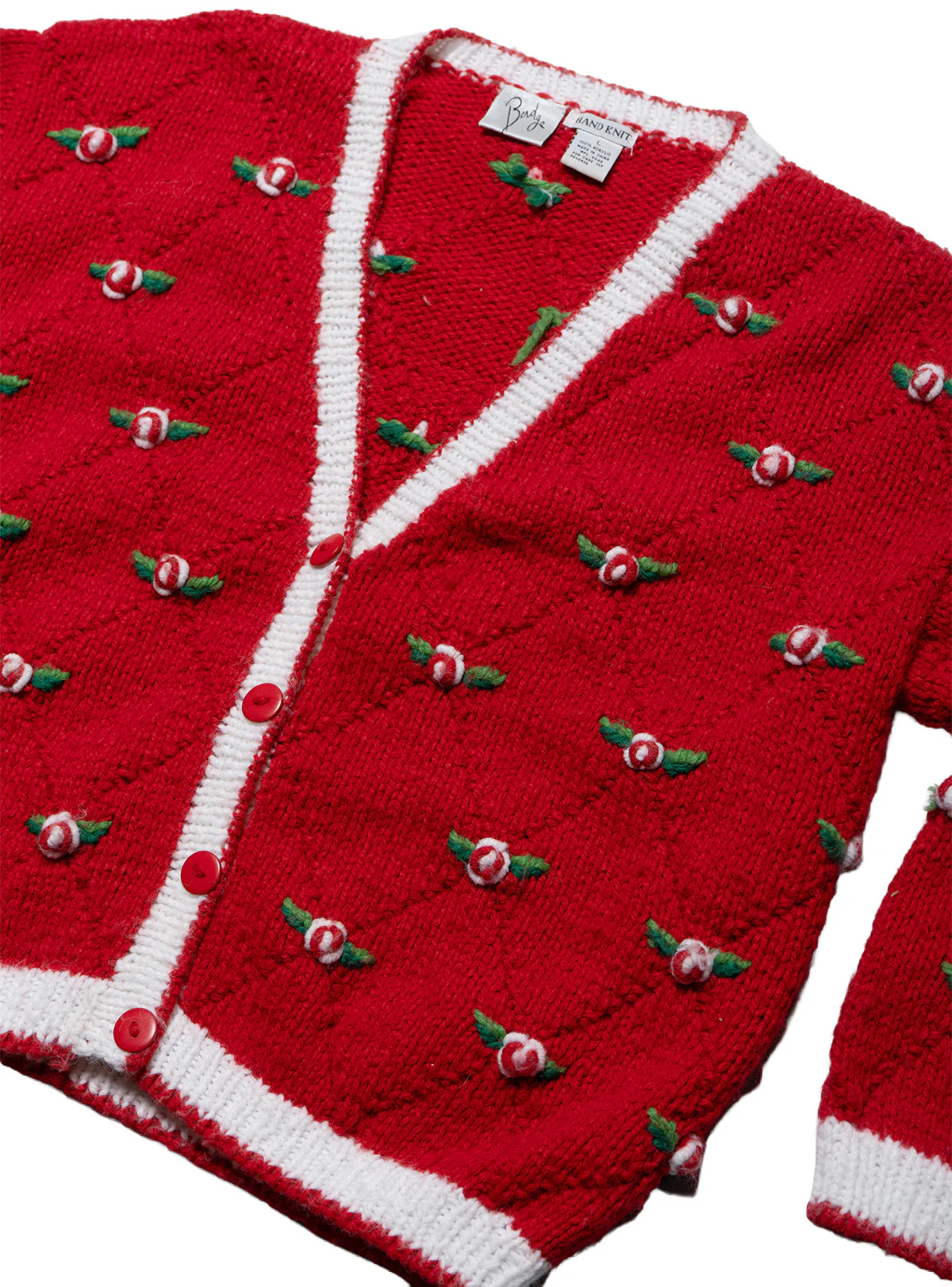 Vintage Badge Red Hand Knit Sweater - Image 2
