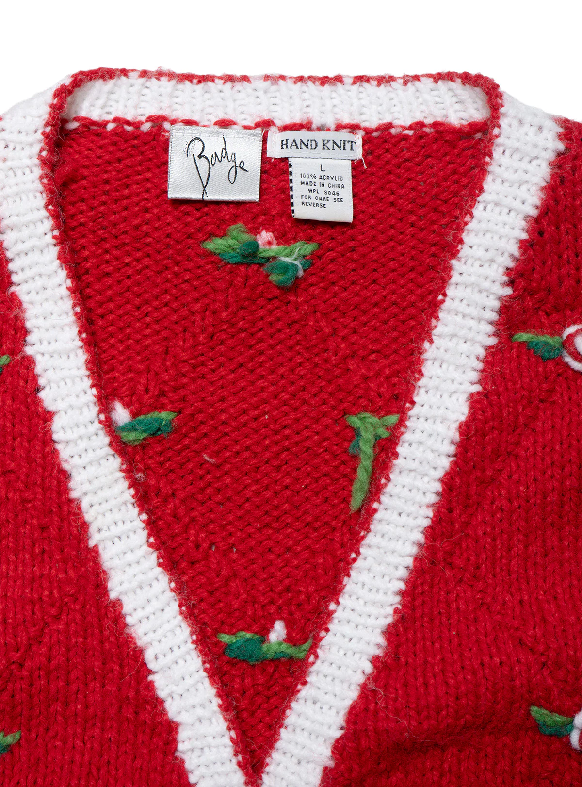 Vintage Badge Red Hand Knit Sweater - Image 4