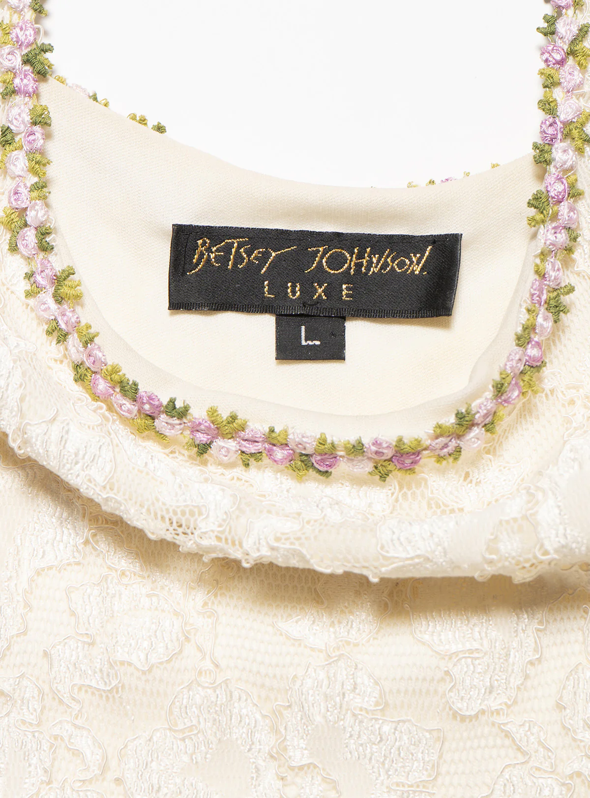 Vintage Betsy Johnson Cream Lace Mini Dress - Image 3
