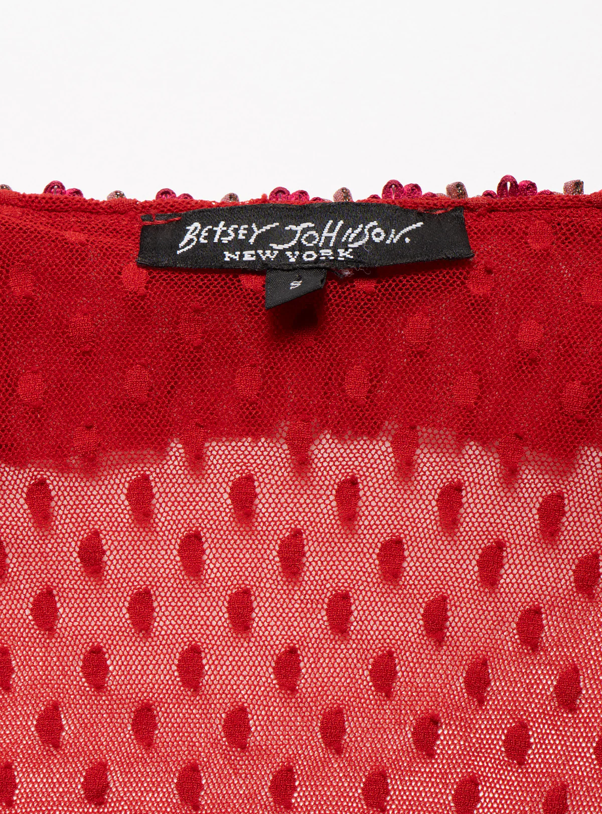 Vintage Betsy Johnson Red Mesh Scoop Neck Top - Image 3
