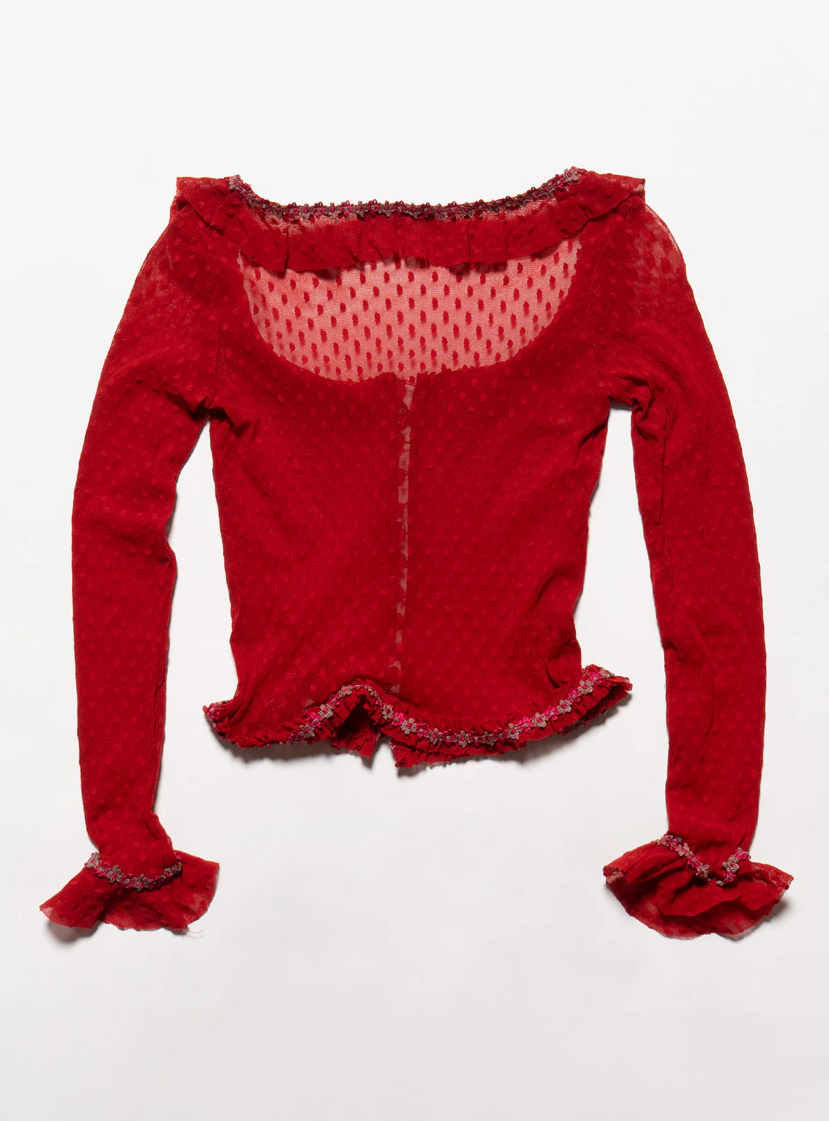 Vintage Betsy Johnson Red Mesh Scoop Neck Top - Image 4