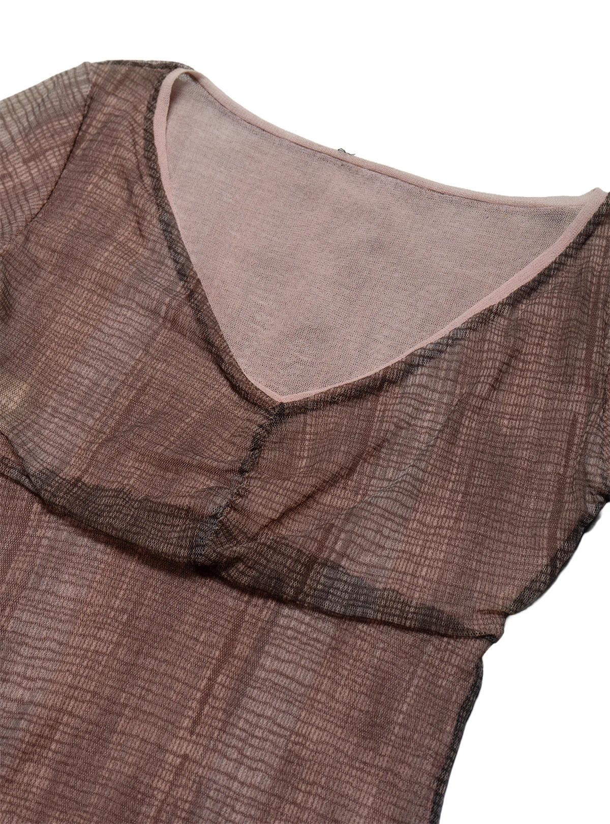 Vintage Brown Y2K Mesh Shirt - Image 2