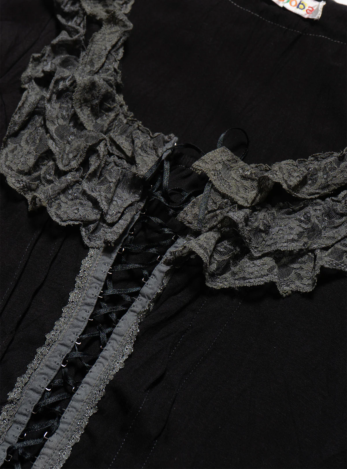 Vintage Jojoba Black Frill Top - Image 2