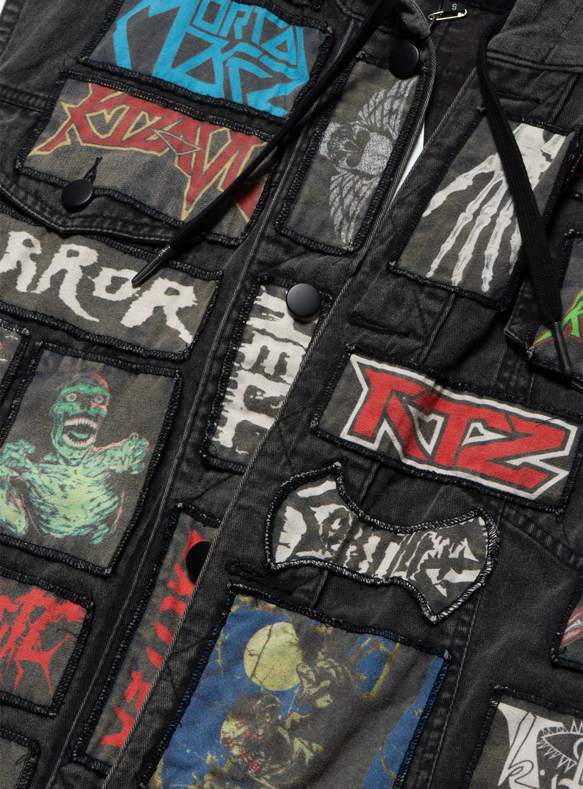 Vintage KTZ Crust Denim Vest With Hood - Image 2