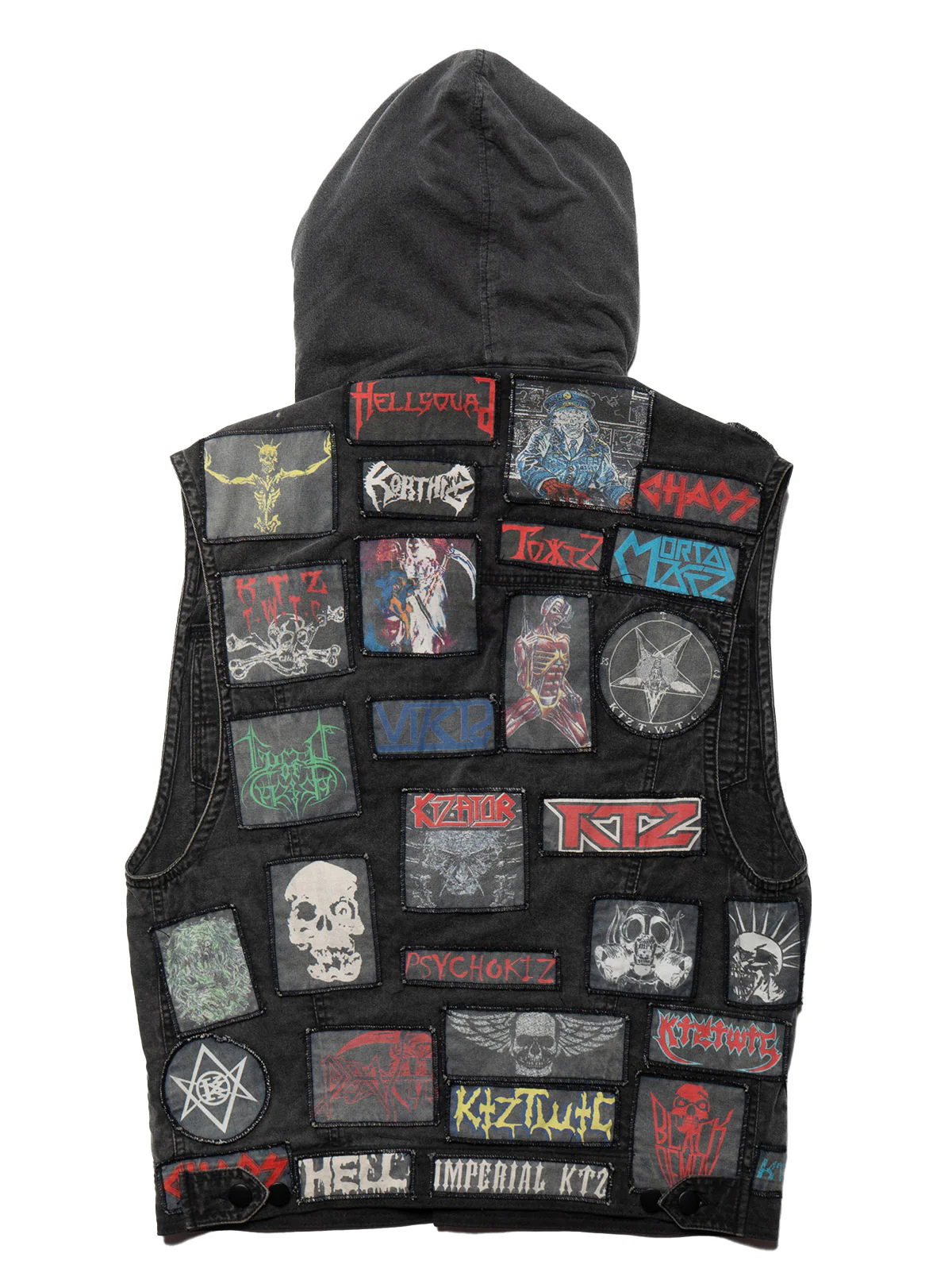 Vintage KTZ Crust Denim Vest With Hood - Image 5