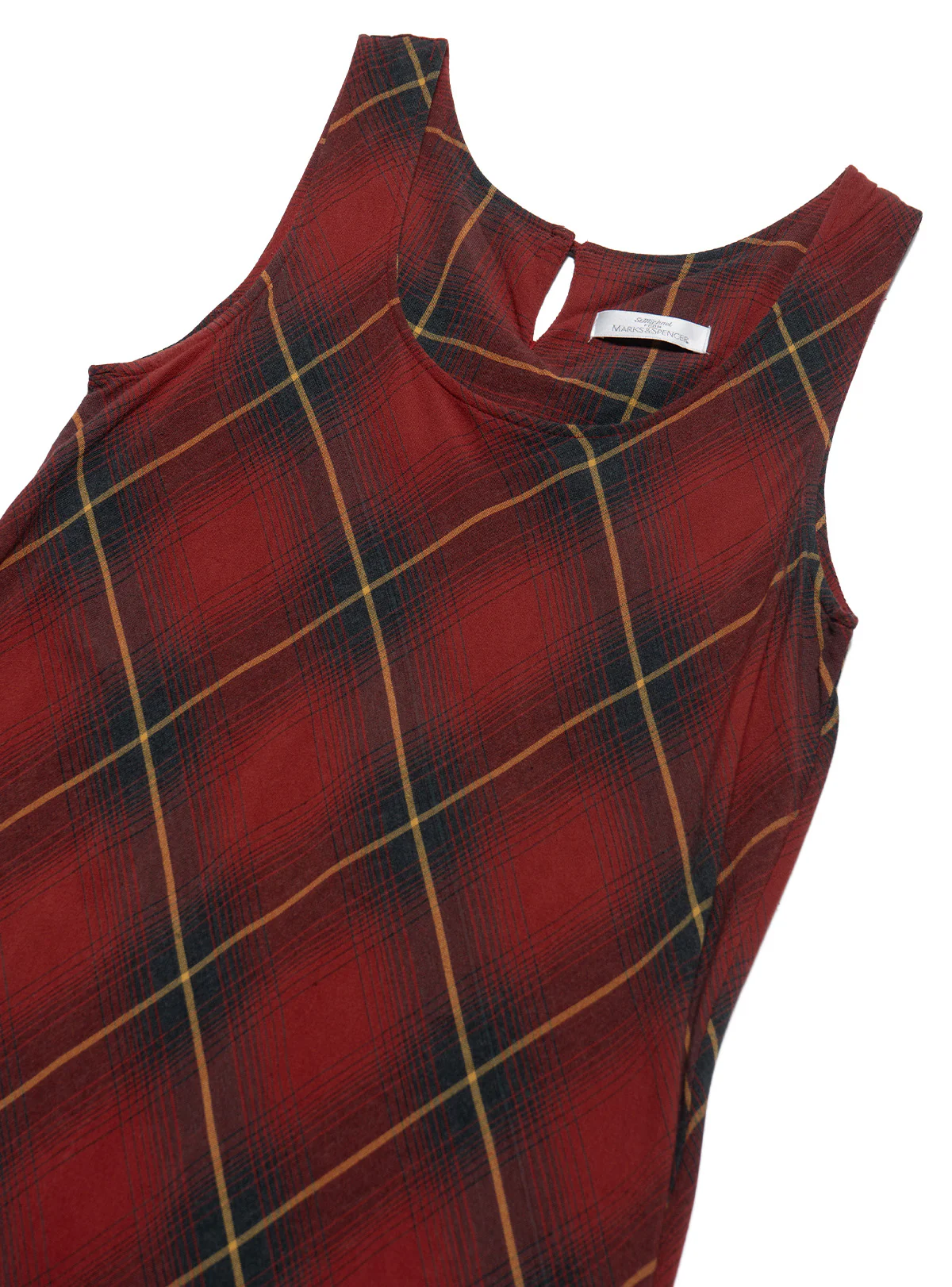 Marks and Spencer Red Plaid Bias Dress - Image 2