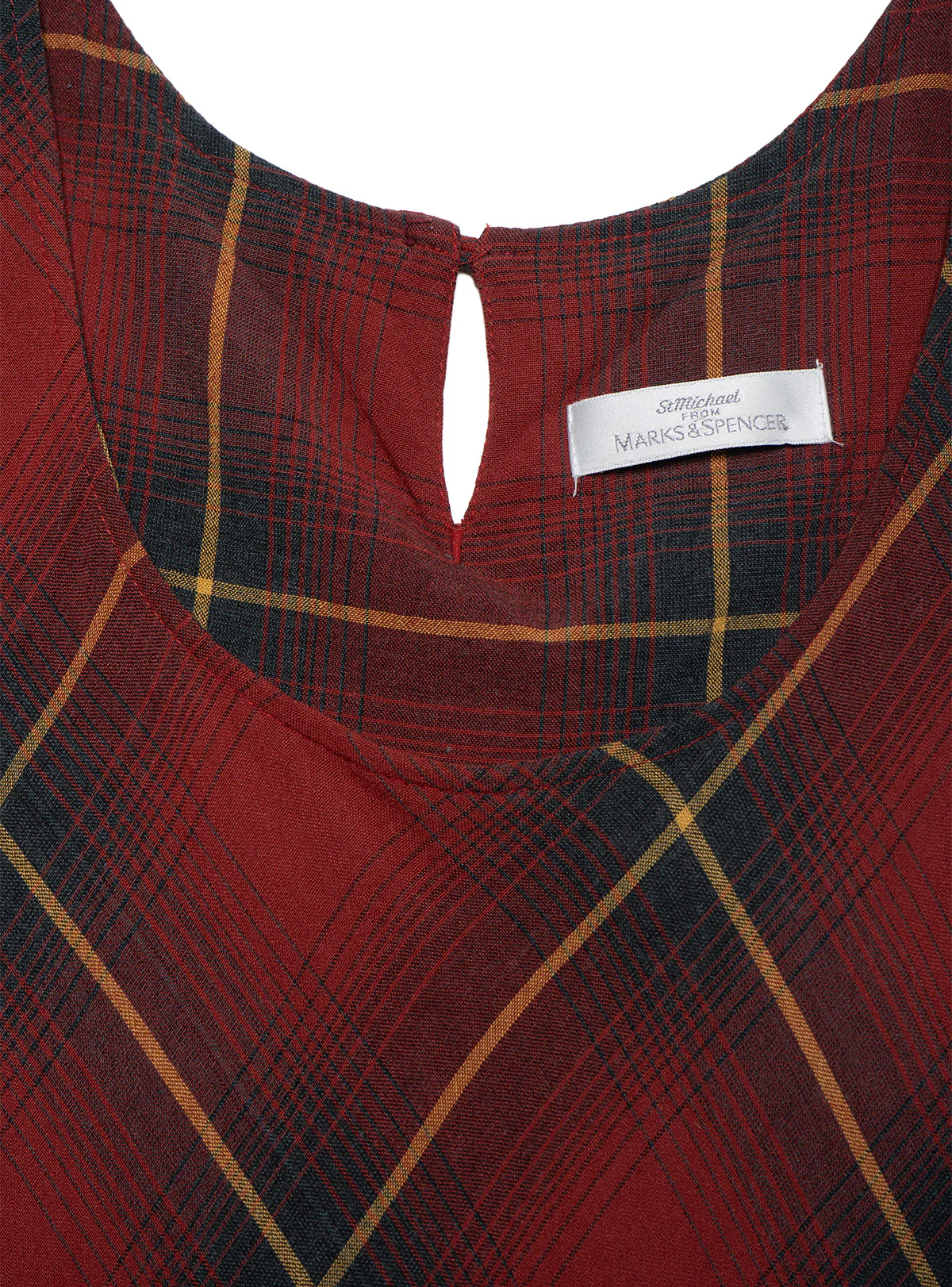 Marks and Spencer Red Plaid Bias Dress - Image 4