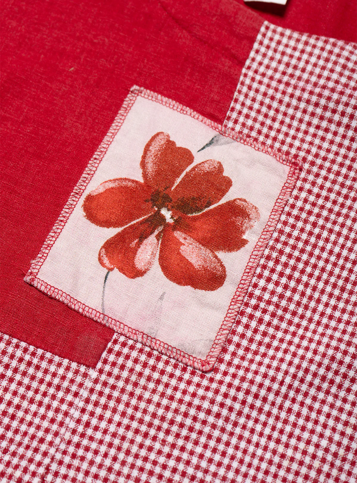 Vintage Naturally Petite Red Patchwork Dress - Image 3