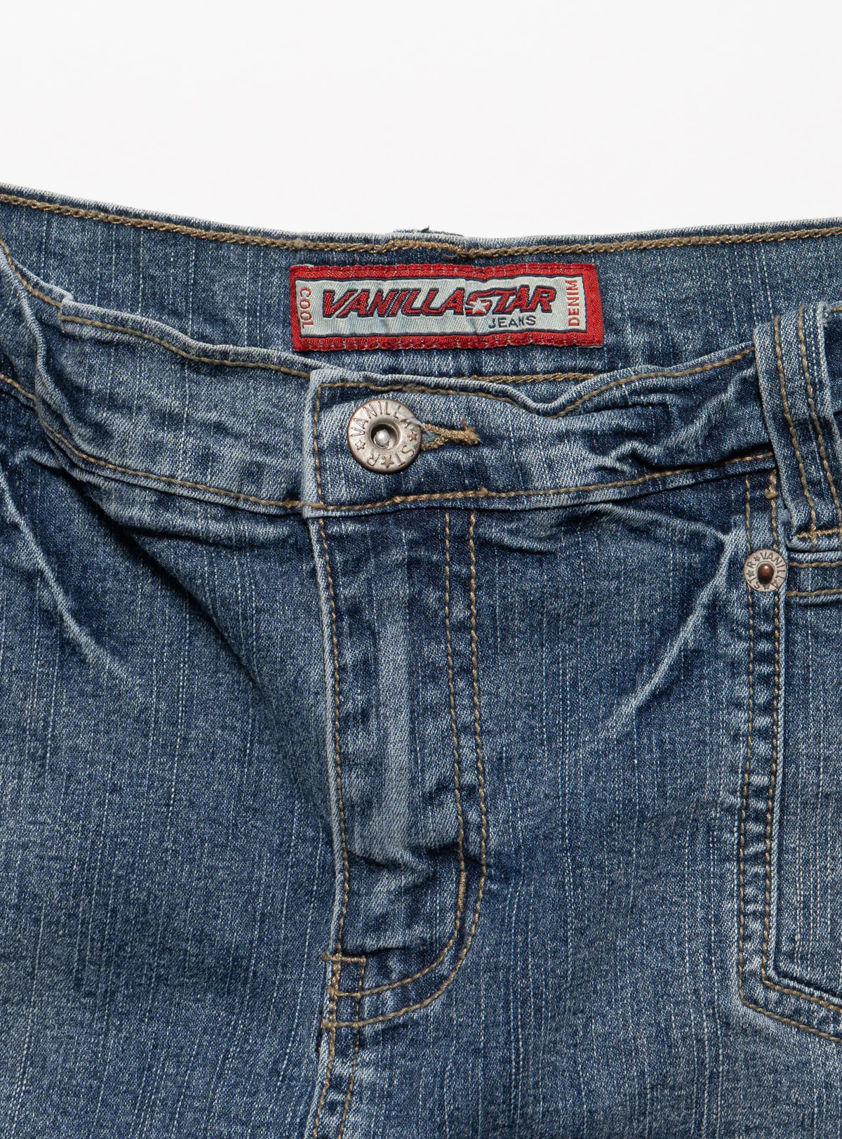 Vintage Vanilla Star Denim Pleated Mini Skirt - Image 3