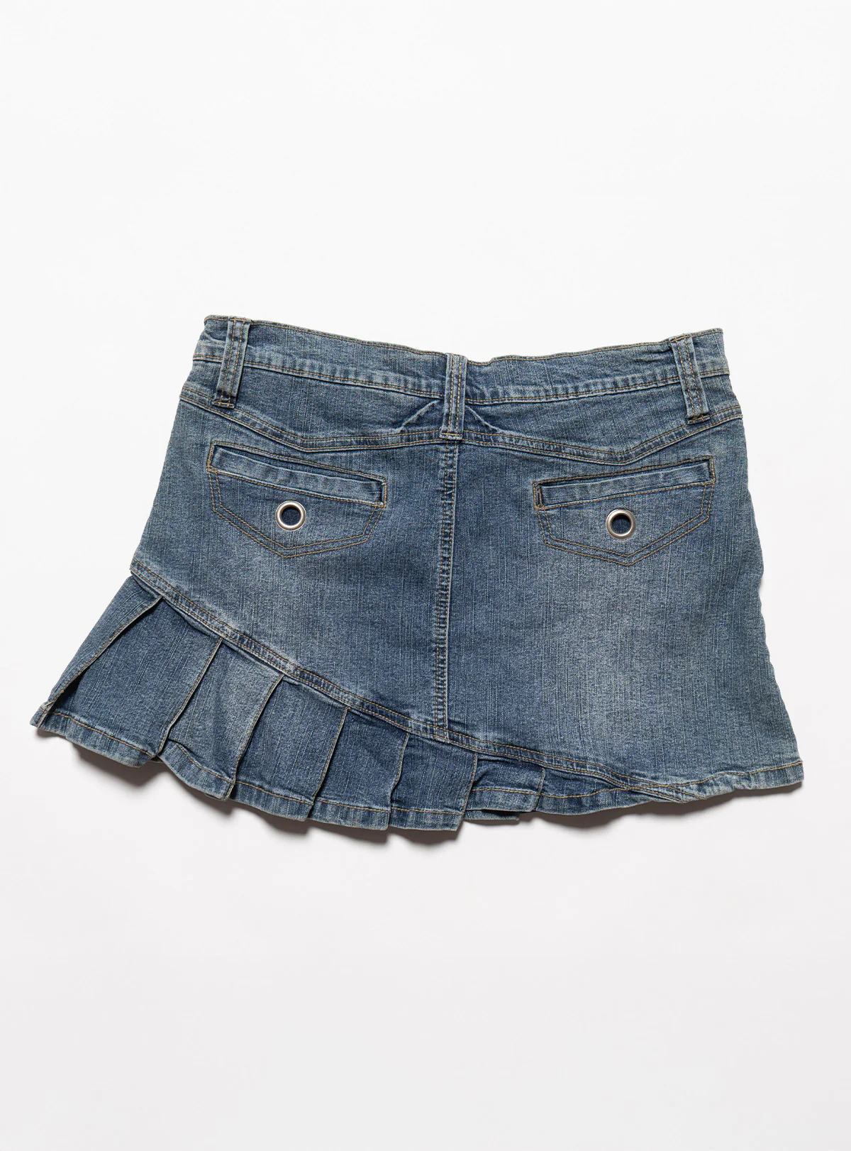 Vintage Vanilla Star Denim Pleated Mini Skirt - Image 4