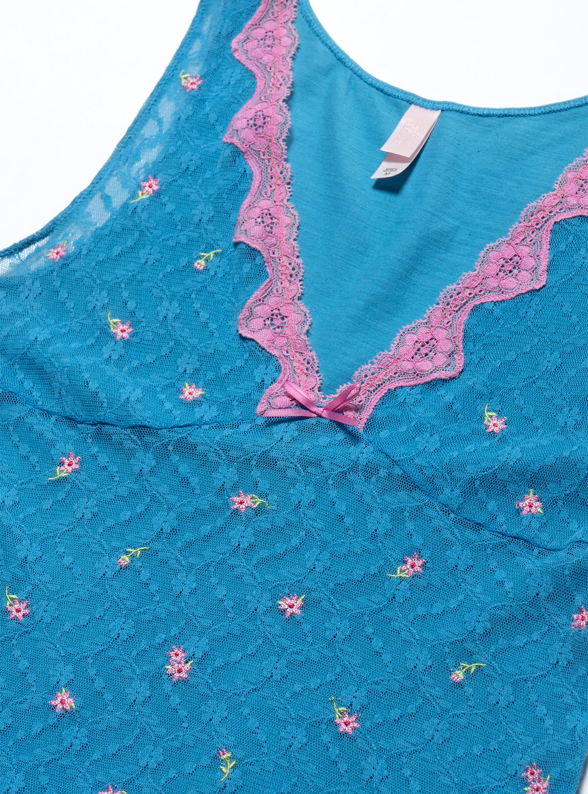 Vintage Victoria's Secret Blue and Pink Top - Image 2