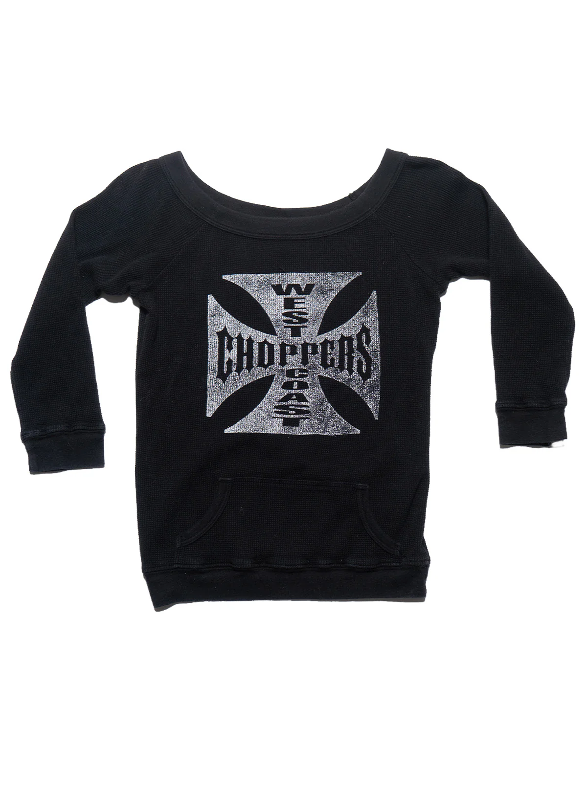 Vintage West Coast Choppers 3/4 Sleeve Waffle Top Black