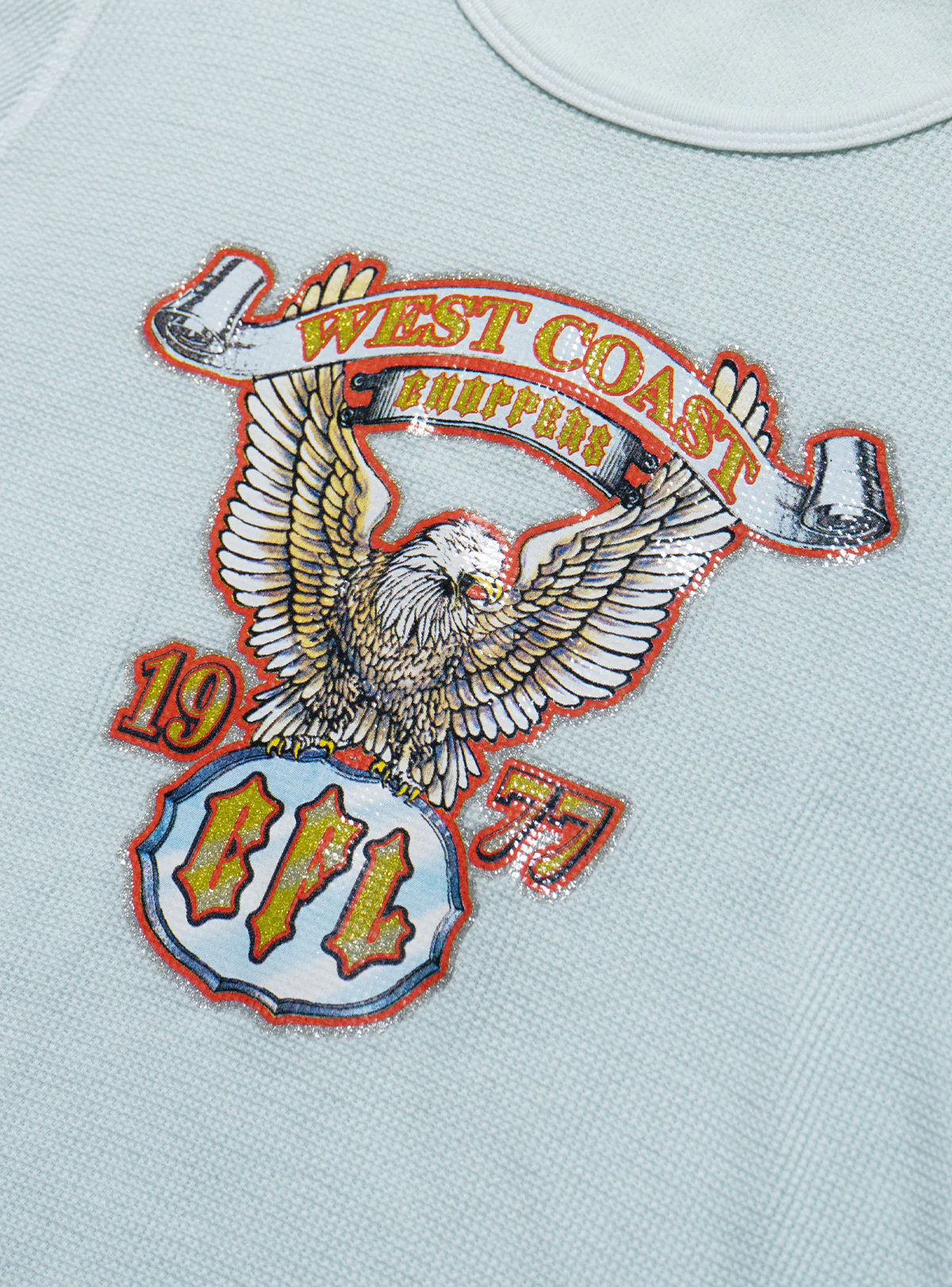 Vintage West Coast Choppers Long Sleeve Waffle Top Blue - Image 2